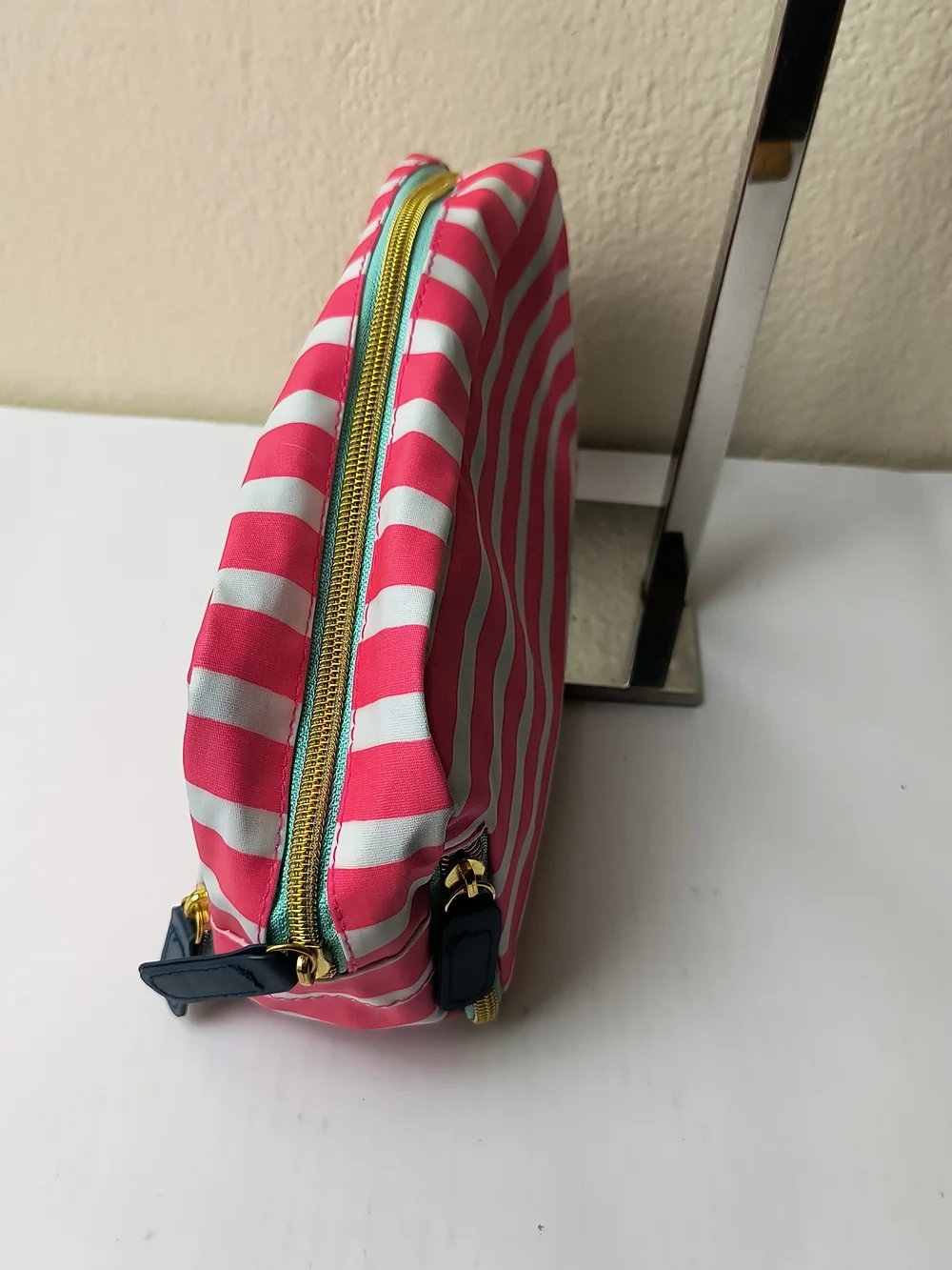 Pink & White Striped Cosmetic Pouch - Women